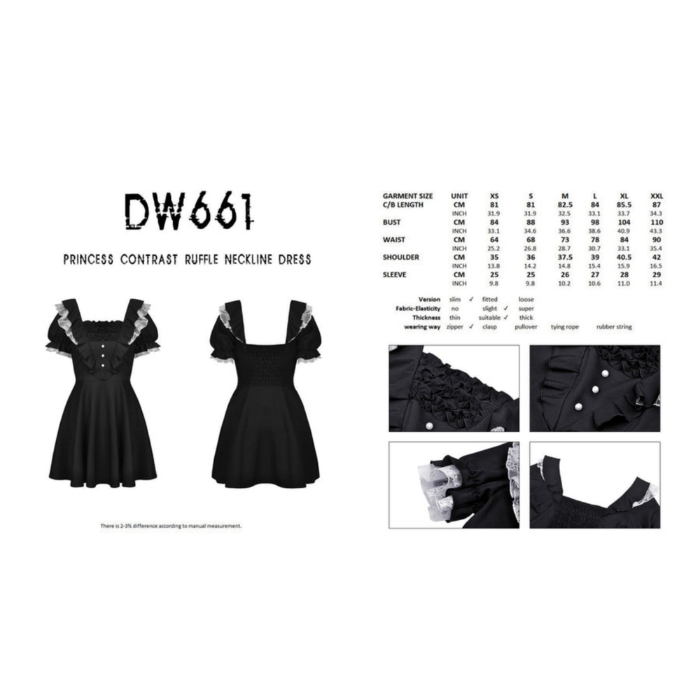 Dark In Love Princess Contrast Ruffle Neckline Dress - Picture 12 of 15